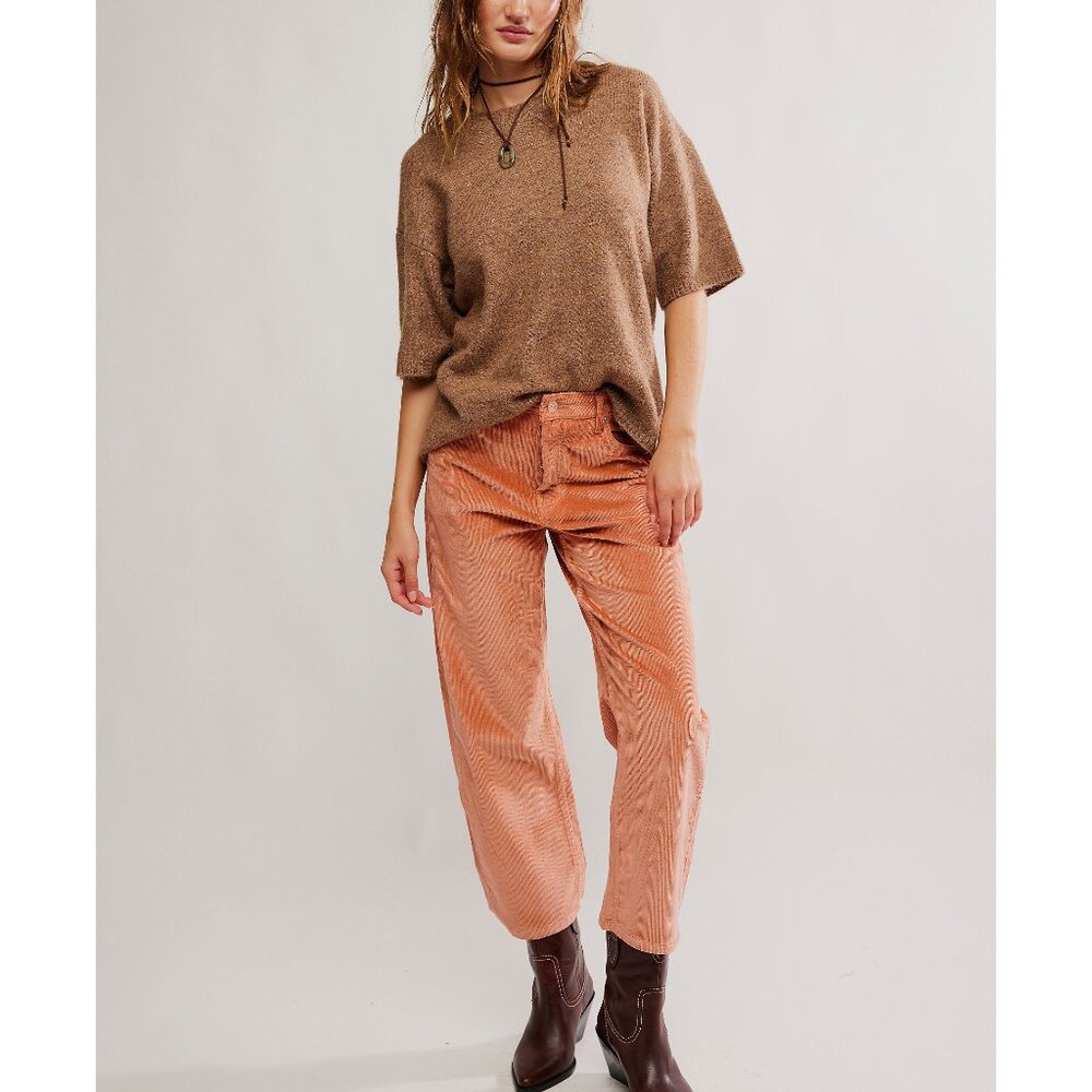 Free People Brown and Orange Boyfriend Jeans